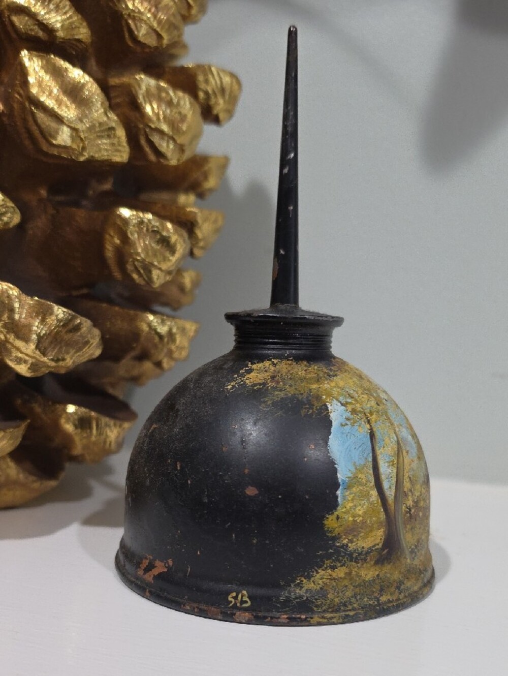Hand-Painted Rustic Oil Can - Picture 2 of 6